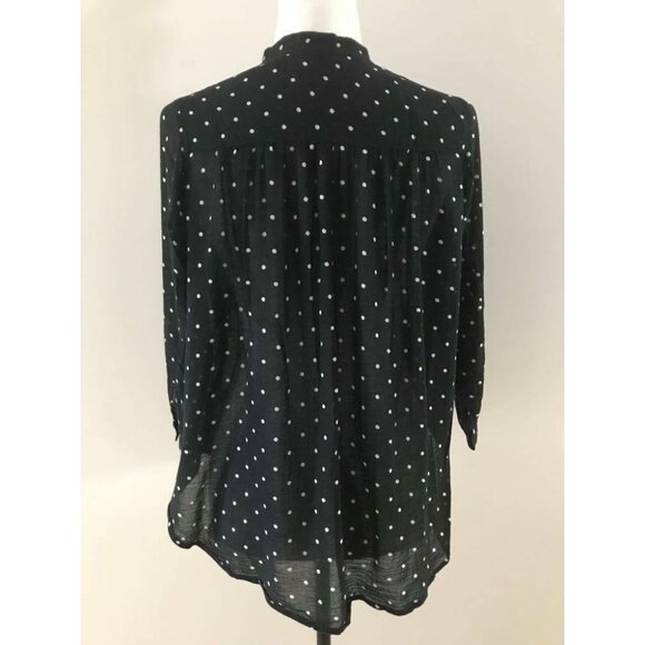 MADEWELL Shirred Popover Shirt Womens Size XS Black White Polka Dots Style B8694 - Picture 4 of 6